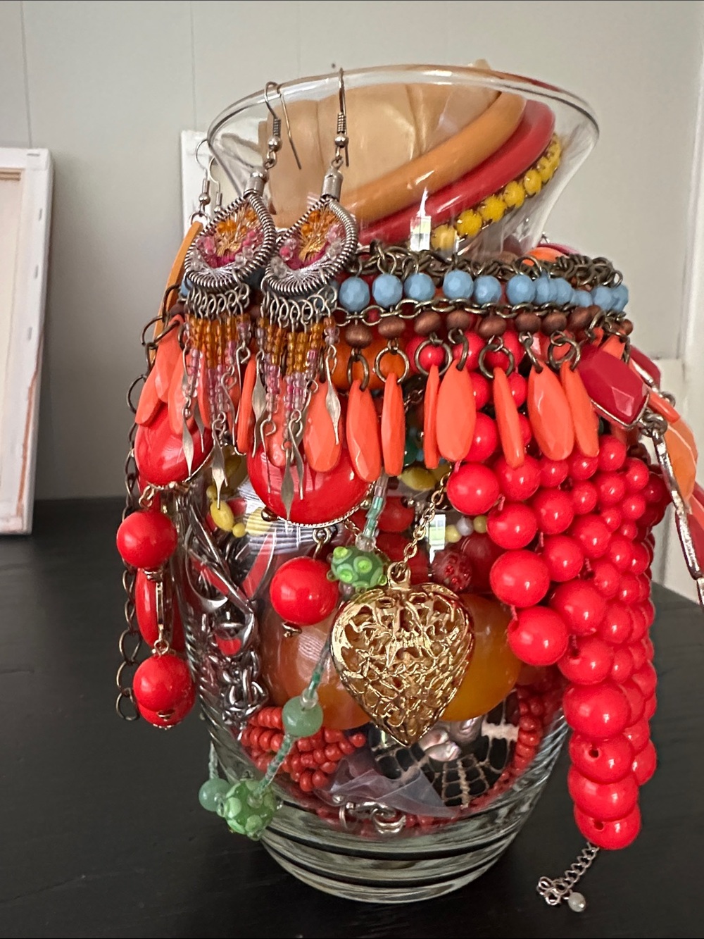 Colorful Statement Mystery Jewelry Jar in Bold Colors - Red, Orange, Yellow
